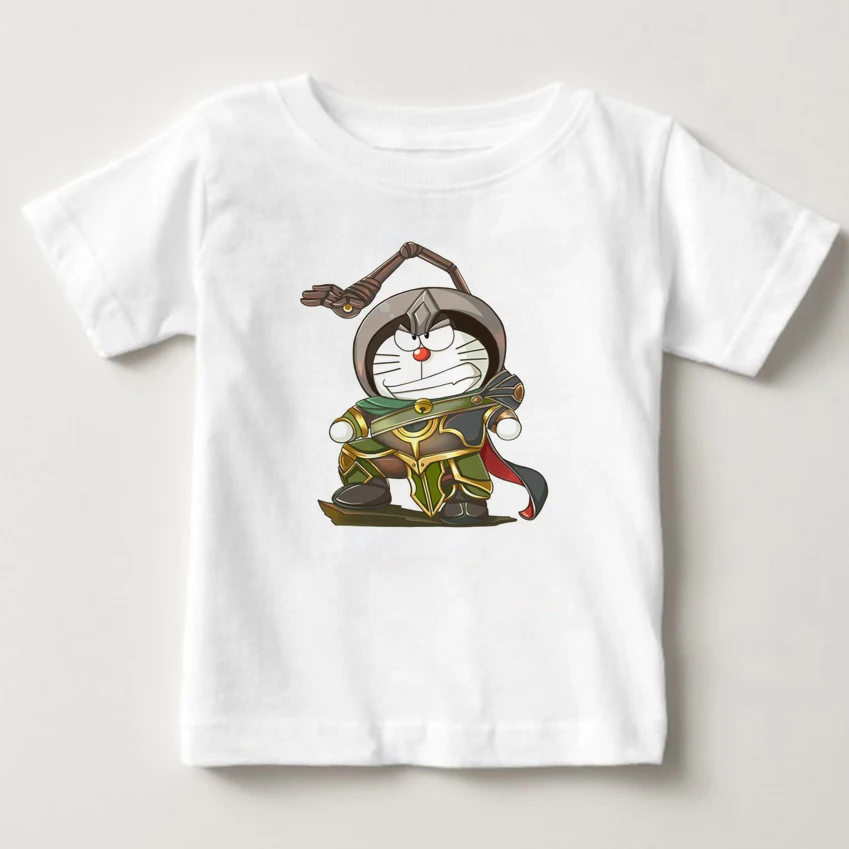 Doraemon/детская футболка унисекс детская футболка с короткими рукавами футболки с милым котом для мальчиков и девочек детская летняя одежда Мультяшные футболки