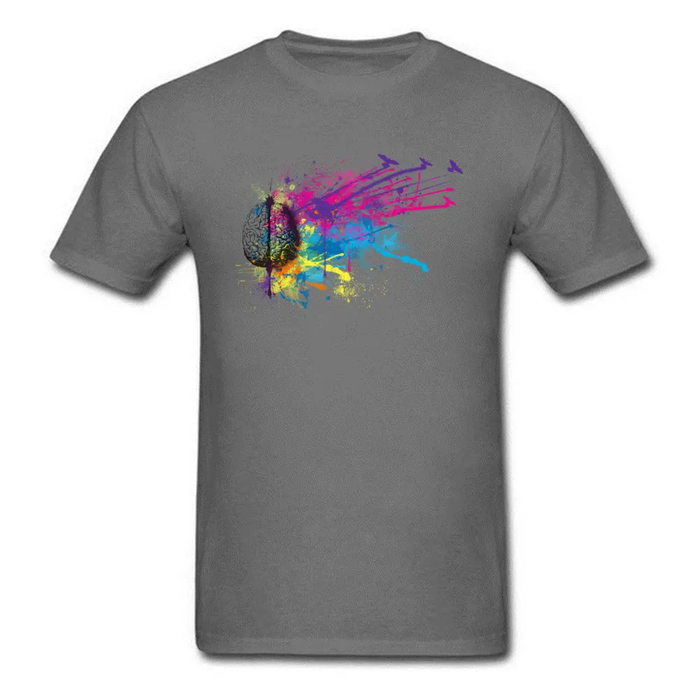 Brain Power All Cotton Tshirts for Students Short Sleeve Tops & Tees Prevalent Thanksgiving Day Round Collar T Shirt Comics Brain Power carbon