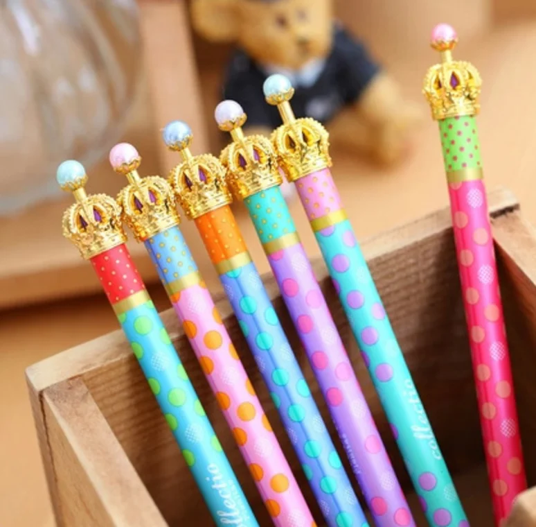 

1 Piece Lytwtw's Korean Stationery Cute Gel Pen School Office Kawaii Supply Handles Novelty Gift Creative Crown Pearl