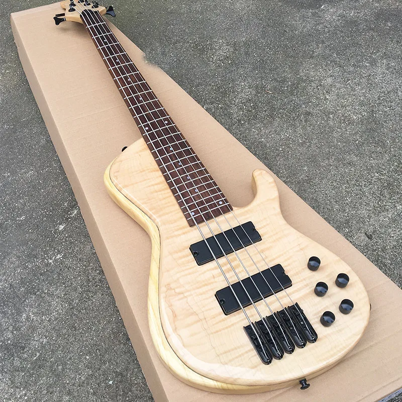 

Grote, the factory custom-made high-grade electric bass, white wax xylophone body, tiger maple wood veneer, wood color paint, re