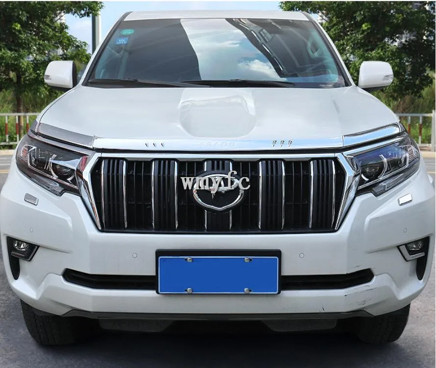 Skup ABS Chrome przednia kratka zderzaka kaptur silnik + reflektor światła pokrywa wykończenia dla TOYOTA LAND CRUISER PRADO 150 FJ150 2018 2019