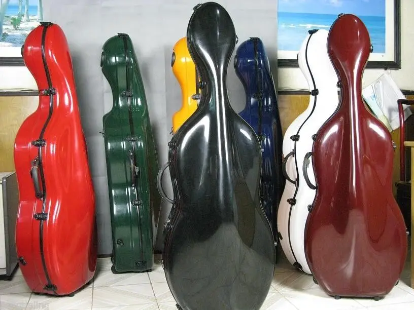 4/4 черный Стекловолоконный Виолончель жесткий чехол с ушками #6695|fiberglass cello case|case