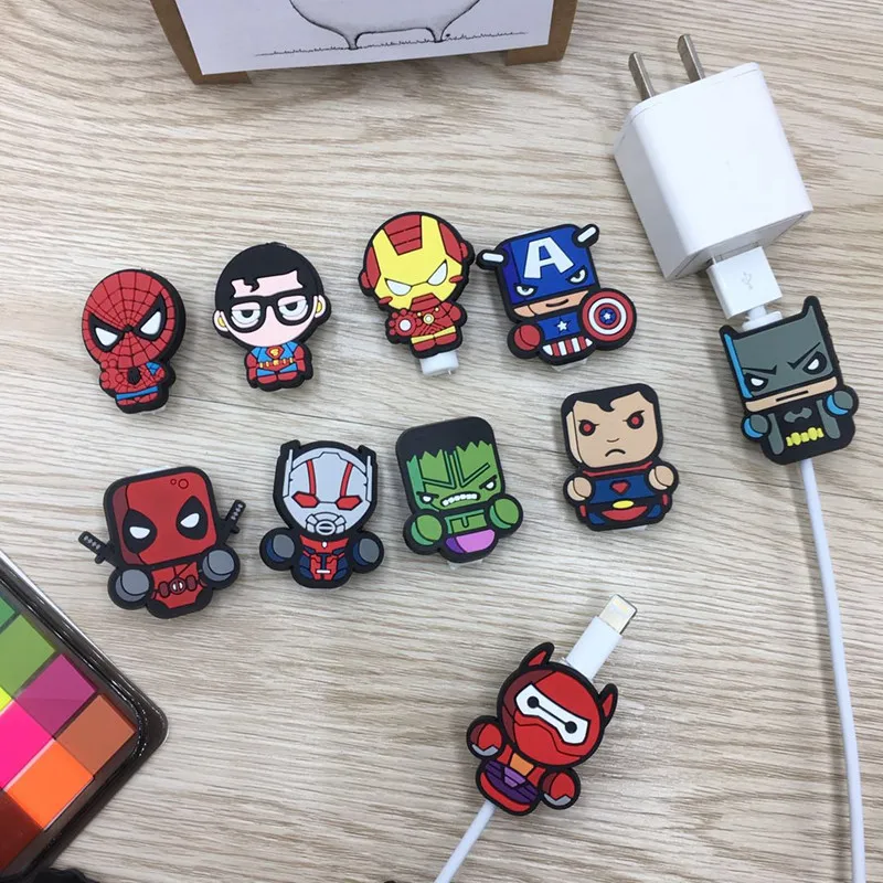 10 шт. мультяшная защита для usb-кабеля управление линия передачи данных Организатор клип протетор де Кабо намотки кабеля для iPhone 5 6 6s 7 8 8x