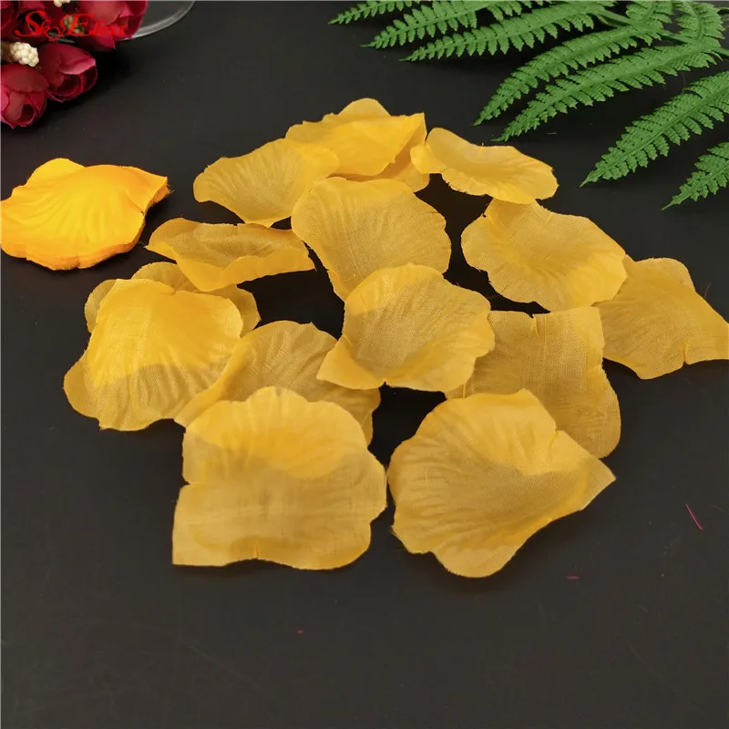 1000pcs Red Rose Petals Artificial Flowers Silk Wedding Decorations Party Event artificial False party rose Flower Petal 5X5cm7z - Цвет: orange