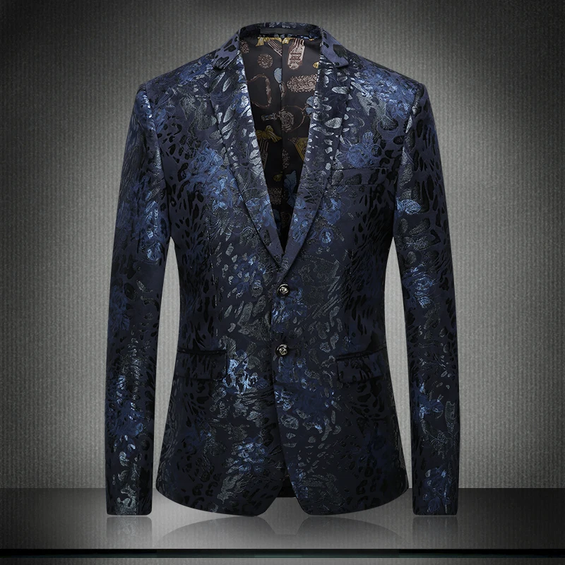 Mariage red Veste Conception Blazer Élégant Élégante Robe Hommes Vintage De Masculino Floral Blue Blaser Manteau Dernières ZBnqfzw