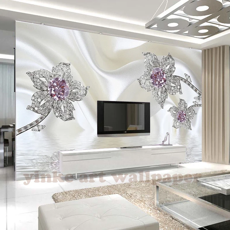 The Latest 3d Wallpaper 3d Stereoscopic White Luxury Jewelry Silk Ripple De  Parede Papel, The Sofa Wall Bedroom Wall Paper - Wallpapers - AliExpress