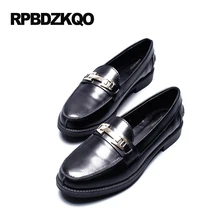 Лоферы с круглым носком в британском стиле; Цвет Черный; женская обувь на плоской платформе; модель года; Дизайнерская обувь из лакированной кожи; роскошная женская обувь; Размер 34