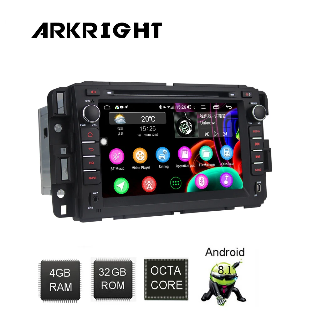 Excellent 7" 4+32GB Android 8.1 Car Radio With DVD slot for Chevrolet Traverse Tahoe Suburban GMC gps Android car multimedia player DSP 2