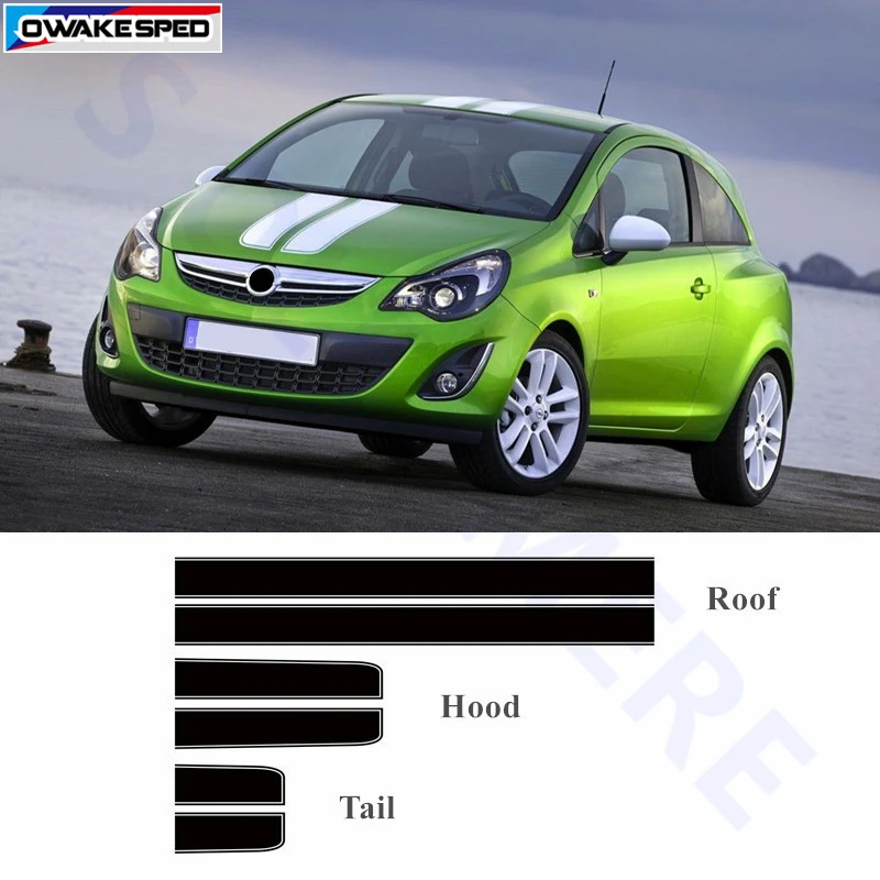 

1 set Car Hood Roof Tail Decor Sticker Racing Sport Styling Auto Body Customized Decal For Opel Corsa Astra Fit On 3-5 doors