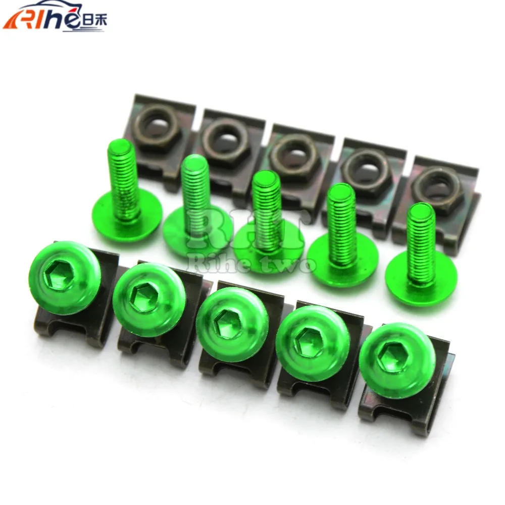 green Universal 6mm motorcycle fairing screw kit set screws for Kawasaki ZX636R ZX6RR ZX9R yamaha fz1 fazer Fz6 fz6r|fairing screw|motorcycle fairing screwsmotorcycle fairings - AliExpress