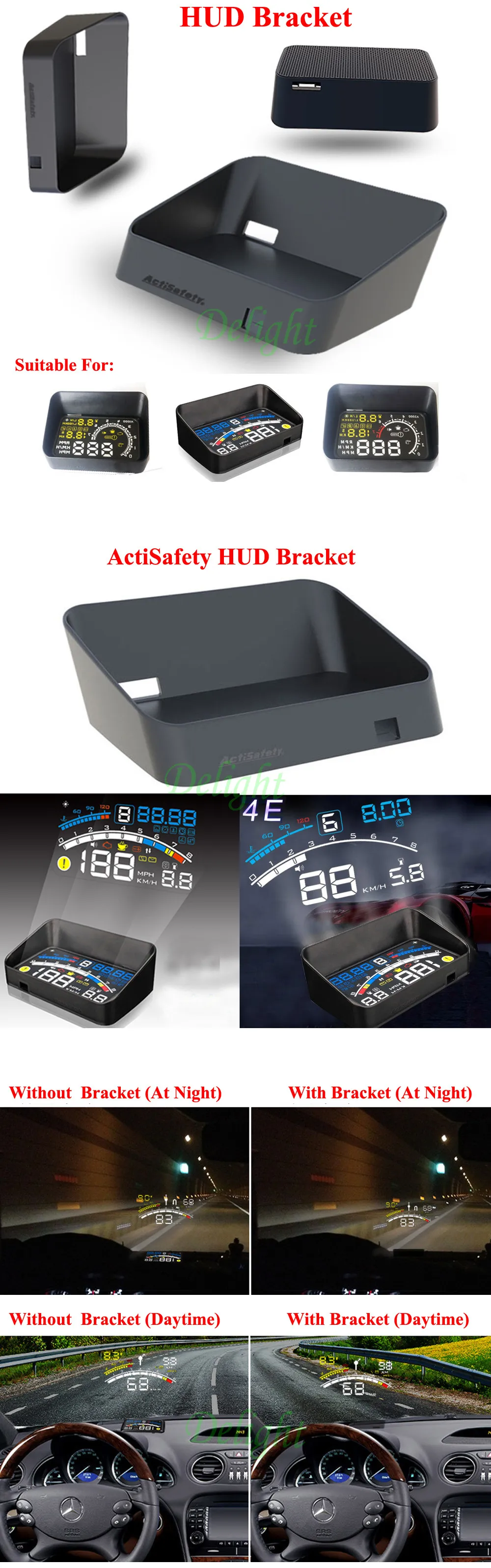 ActiSafety ASH-4E 5,5 дюймов Автомобильный OBD2 II EUOBD Автомобильный дисплей HUD с кронштейном Предупреждение о превышении скорости 4E HUD