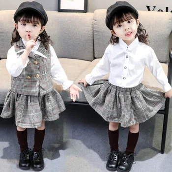 

2018 baby toddler girls clothing sets 3 pieces waistcoat +pants +white blouse