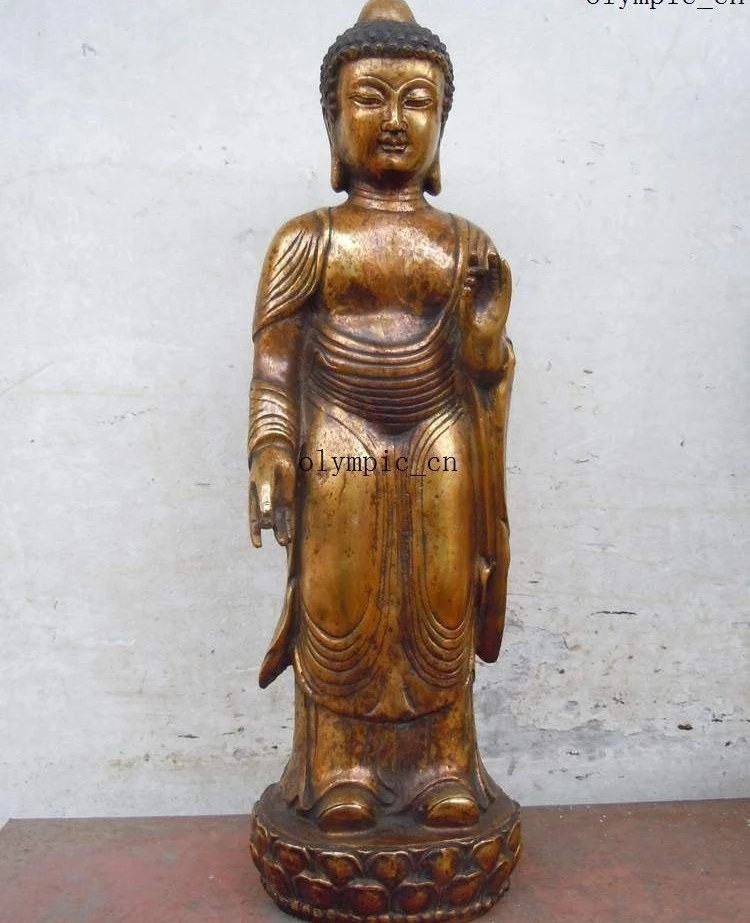 

17" China bronze gild carved finely Sakyamuni buddha Sculpture statue