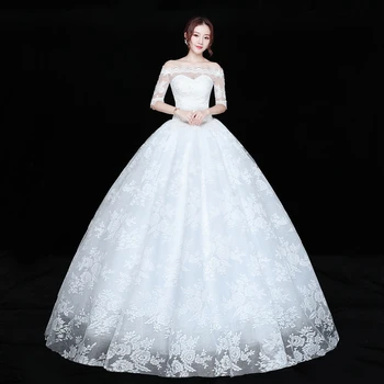 

2019 Lace Half Slash Neck Backless Beeding Ball Gown Dress Party Women Fashion Sexy Temperament Chinese Style Dresses Wholesale