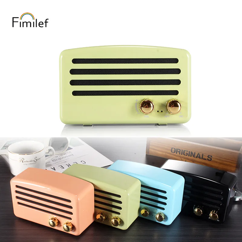 

Fimilef Retro Bluetooth Speaker Portable Wireless Speaker Subwoofer Stereo Sound Bar Music Player Loudspeaker FM TF Card Line-in
