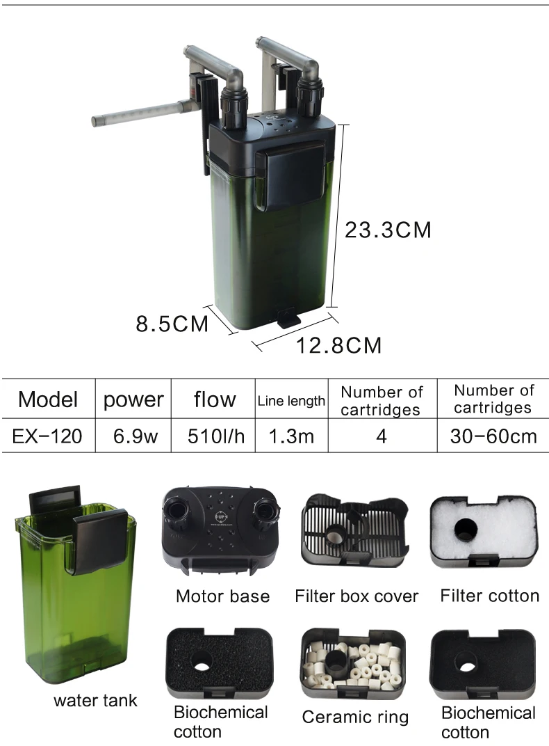 UP EX-230 внешний висячий Тип дождевой фильтрующий бочонок аквариум бесшумный циркуляционный фильтр для очистки воды оборудование для фильтрации