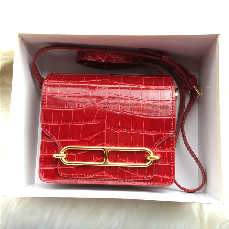 

Alligator real leather flap bag Medium size shoulder bags cow leather crossbody bags