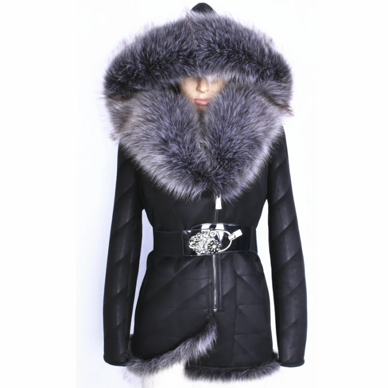 

Plus Size Women Coat 2017 Winter Big Fur Collar Jacket Artificial Hooded Thickened Suede Overcoat Very Warm Outwear High Quality