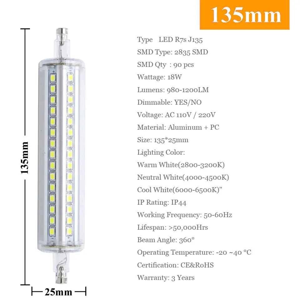 Лампа с регулируемой яркостью R7S светодиодный мозоли СИД 2835 SMD J189 J135 J118 J78 свет 10 Вт