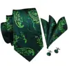 Cravates vertes pour hommes, ensemble carré avec Paisley en soie, ensemble carré avec poches, pour fête, Business, émeraude, cadeau, vente en gros, SN-3206 ► Photo 3/6