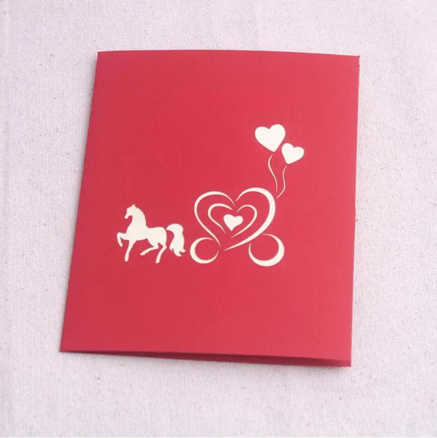  10pcs 3D Creative Carriage Handmade Kirigami Origami Wedding Party Invitation Cards Greeding Birthd - 32807226617