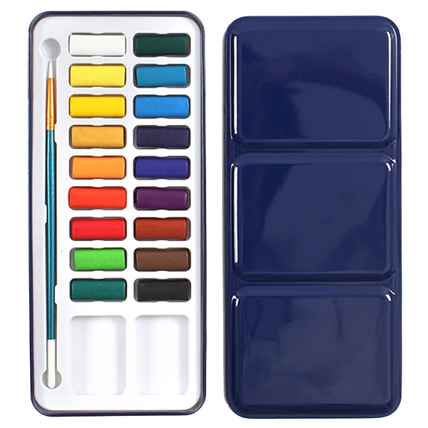 Новые цвета Портативный оловянный ящик твердый акварельный набор красок для художественной школы студенческий Рисунок живопись канцелярские творческие принадлежности 21