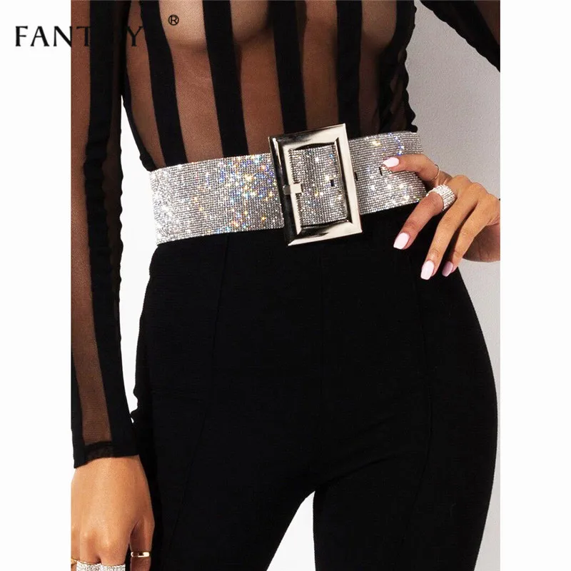 2019 Fashion Women Lady Diamond Crystal Rhinestone Belts Dress Coat Wasit Belt