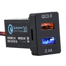 Двойное автомобильное зарядное устройство USB 2,0 Quick Charge 3,0 для Toyota с защитой от короткого замыкания, автомобильное USB зарядное устройство для смартфонов