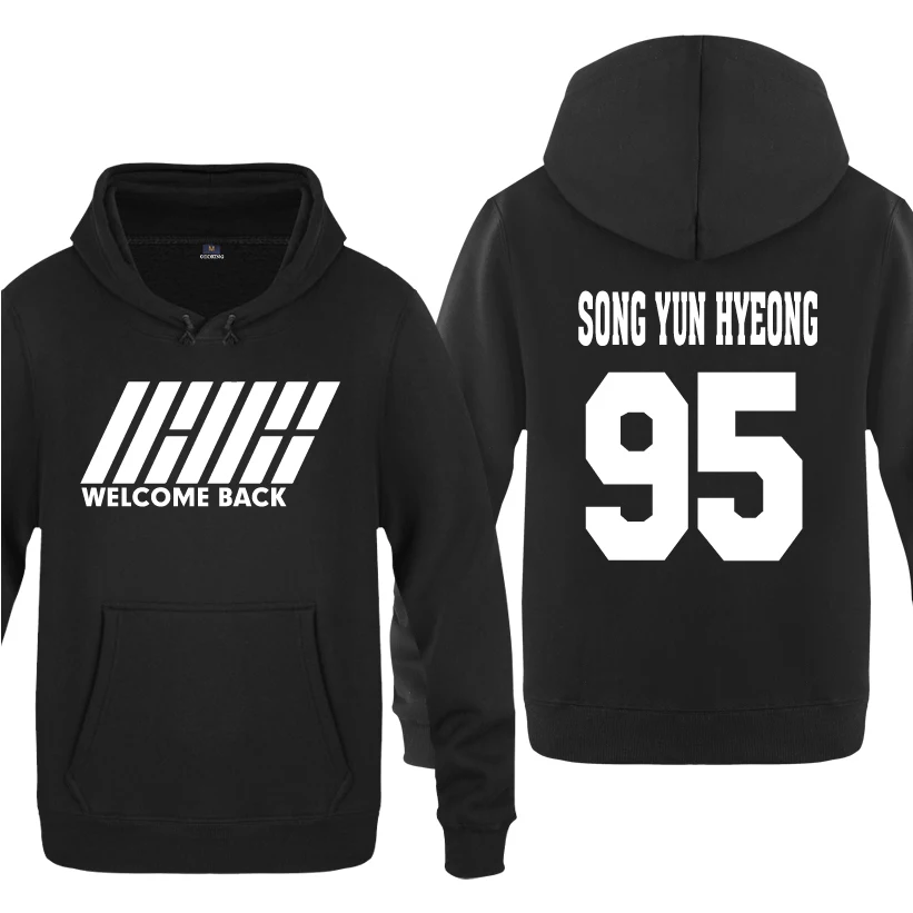 

IKON Welcome Back KPOP Hoodies Men 2018 Men's Pullover Fleece Hooded Sweatshirts