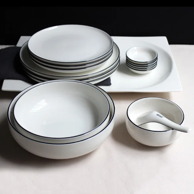 JK Home 1 PcsCeramic Plate Bowl Set S&le Ivory White Steak Plate Dish Top Quality Dinner : plate and bowl set - pezcame.com