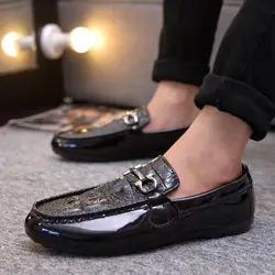 2019 мужские лоферы, дышащие, для прогулок, без шнуровки, с острым носком, из лакированной кожи, в деловом стиле, мужская повседневная обувь