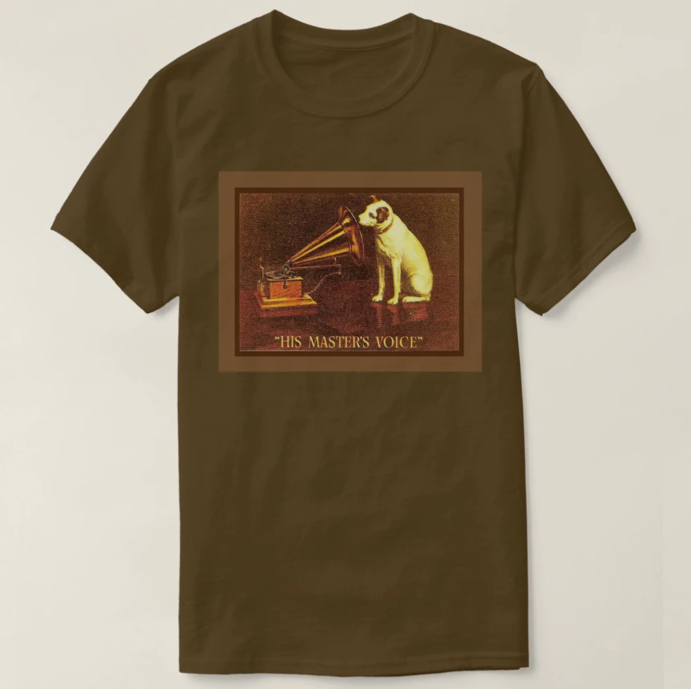 

2019 Printed Men T Shirt Cotton Short Sleeve VIntage advertising_ His masters Voice T-Shirt Women tshirt