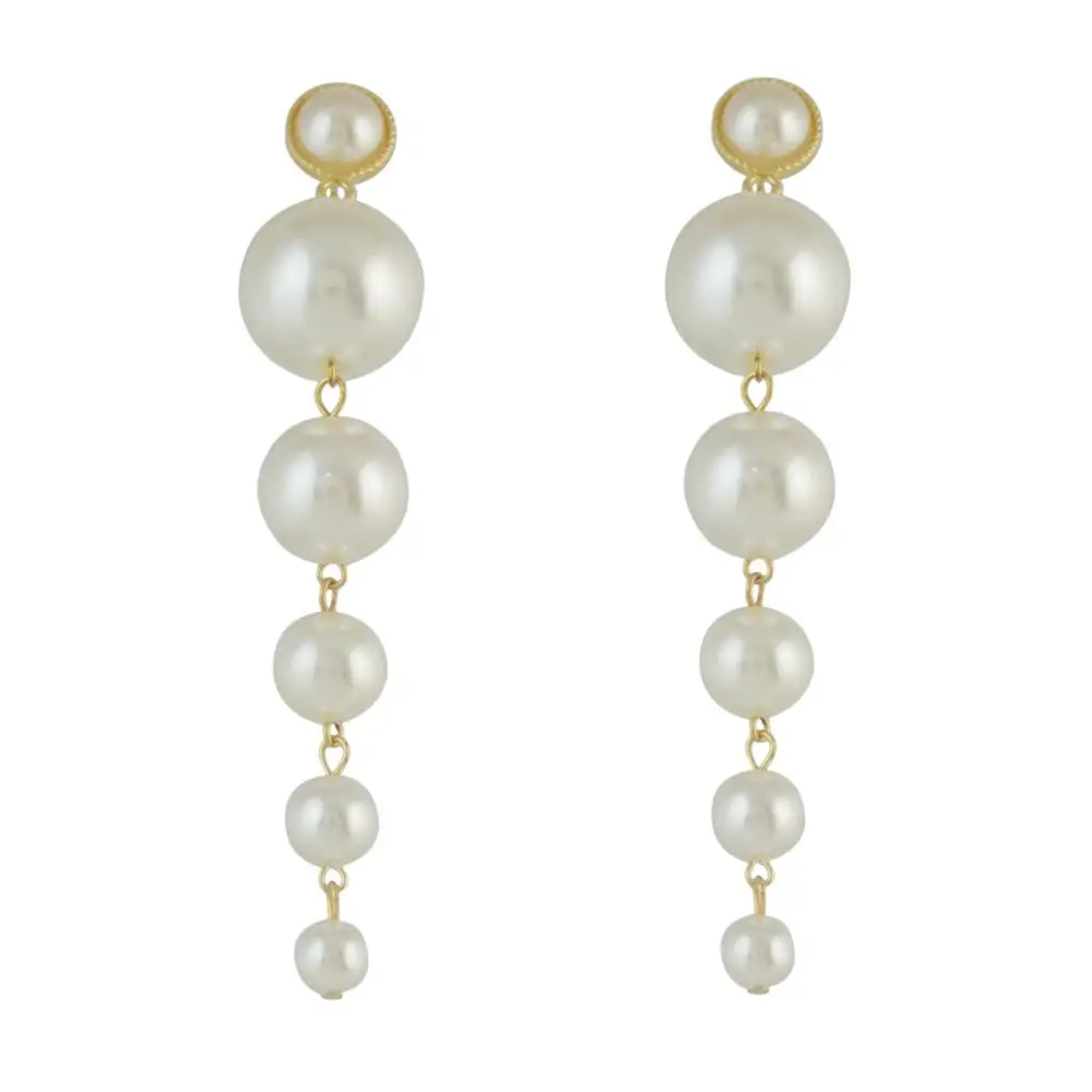 

2019 New Big Geometric Round Drop Earring Fashion Gold Long Simulated Pearl Earrings For Women&Girl Wedding Jewelry