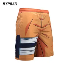 Япония Харадзюку 3D принт оранжевый Наруто Uzumaki Saiyan повседневные мужские шорты летние дышащие быстросохнущие пляжные шорты мужские 2XL