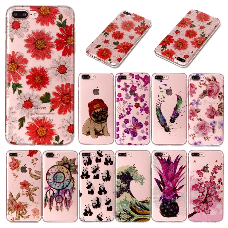 

For Iphone7 Plus 7Plus Silicone Case Transparent Animal Anime Silicon TPU Gel Soft Back Cover Phone Case for Apple Iphone 7 Plus