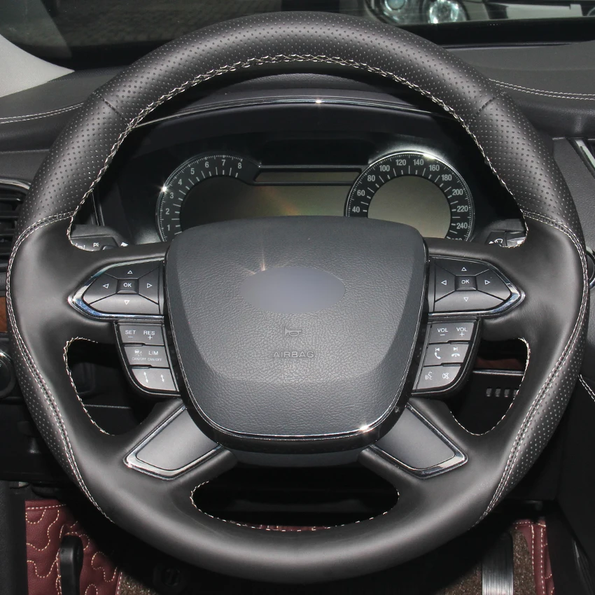 Черный кожаный чехол для Ford Taurus 2016 2017|car steering wheel cover|steering coverwheel cover |