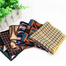 Chiffon lenço vintage poliéster hankies bolso masculino lenço quadrado listrado geométrico lenços