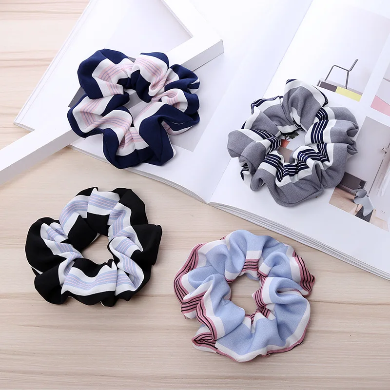 

New Fashion Scrunchies Women's Elasticity Hair ring New Girl Ponytail Hairband Hair Rope Stripe Hair Accessories