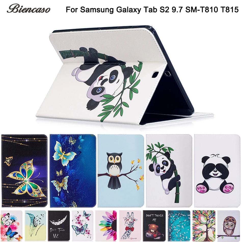 Biencaso бумажник флип чехол для Samsung Galaxy Tab S2 9.7 T810 sm-t815 Мода Panda бабочки В виде ракушки Защитная крышка B120