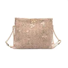 2019  Bali Island Bohemia Beach Women's Ladies Hand Woven Bag Rattan Lace Straw Bag Ladies Flower Printing Bags Messenger Bags