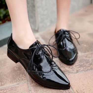 shiny black oxfords