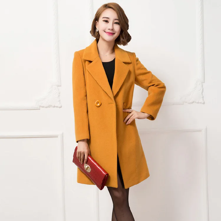 New Korean Short Coat for Women Cotton Double Breasted Wool Coat and