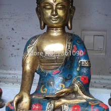 Xd 00390 1" Тибетский Народная Бронзовый gild перегородчатые Татхагата Будда Шакьямуни Статуя