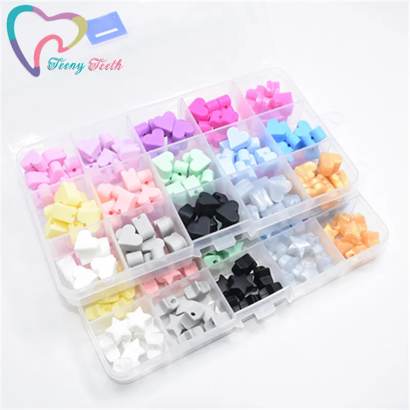 

Teeny Teeth 20 PCS Silicone Heart Beads 14 MM Food Grade Teether BPA Free Eco-friendly Beads Bracelet DIY Jewelry Baby Teether