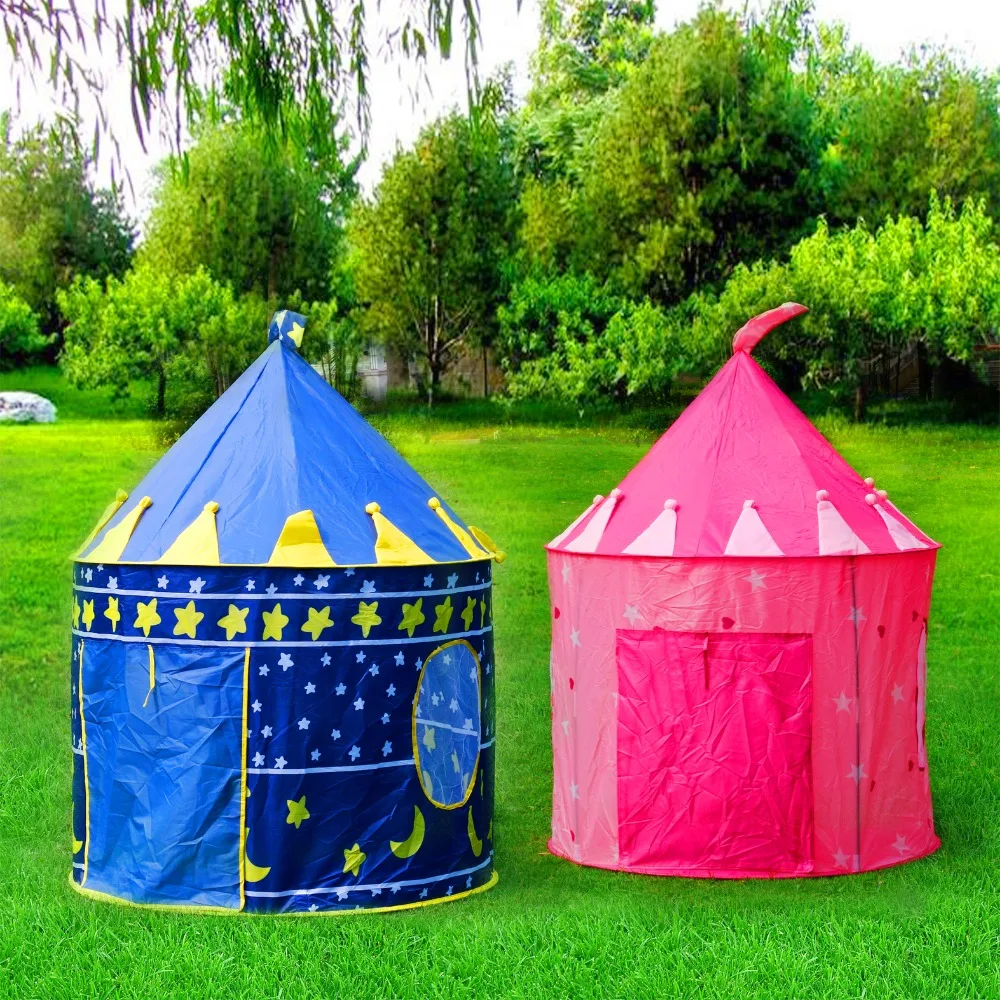 Portable Blue Pink Prince Foldable Tipi camping font b toy b font Tent Kids Children Castle