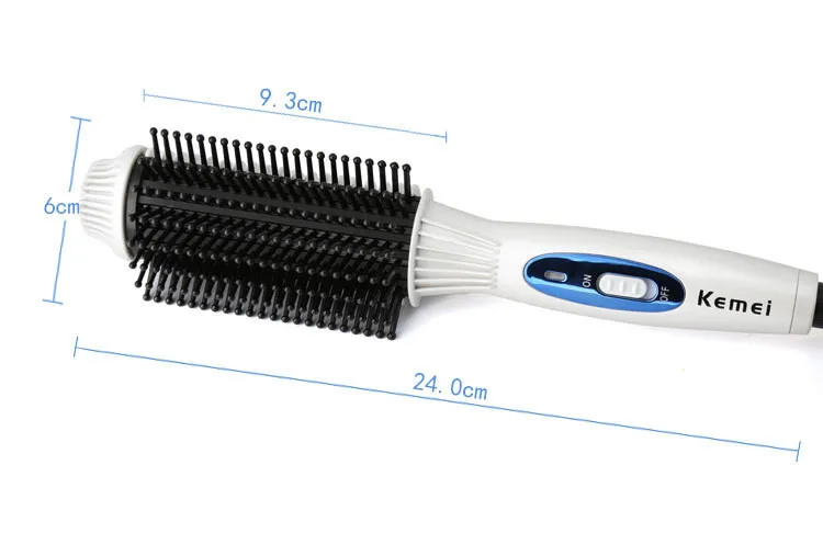 Kemei 2 в 1 бигуди для волос с щеточный валик prancha de cabelo Инструменты для укладки ионных завивки утюжок для выпрямления волос расческа