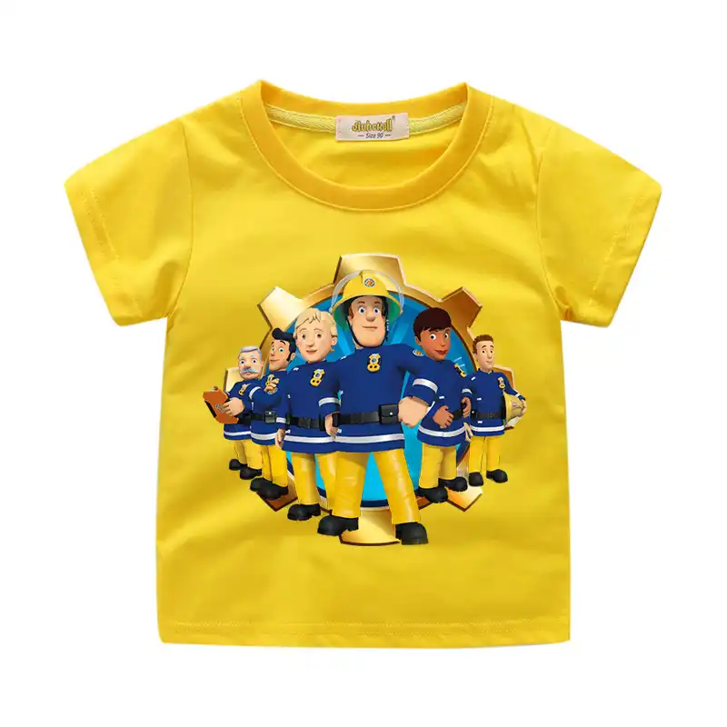 Fireman Sam Boy Girl Cartoon Short Sleeve T-shirt Summer Casual Party Costumes