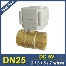 TF25-B2-B DN25 " BSP/NPT 2 Way Латунь миниклапан двигателя с ручным управлением Электрический шаровой кран DC5V 2/3/5/7 провода