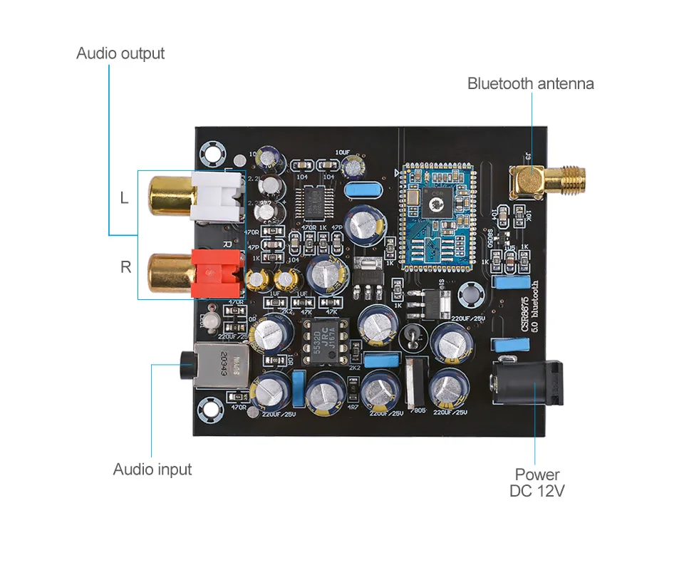 AIYIMA CSR8675 беспроводной Bluetooth 5,0 приемник плата PCM5102 декодер плата с антенной JRC5532 Op Amp