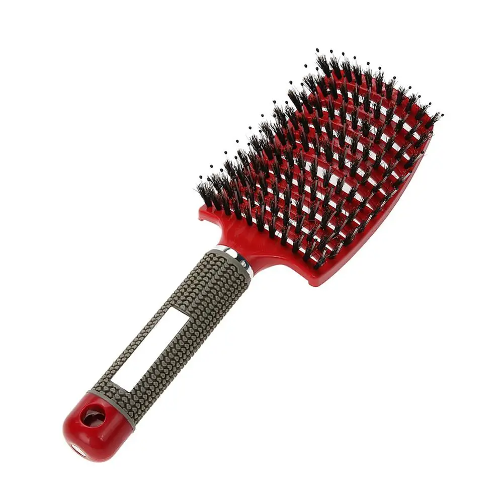 With Hair Red Массажная расческа для волос, расческа для волос, щетина и нейлон, Женская влажная кудрявая расческа для волос для салона, парикмахерские инструменты для укладки волос - Цвет: With Hair Red
